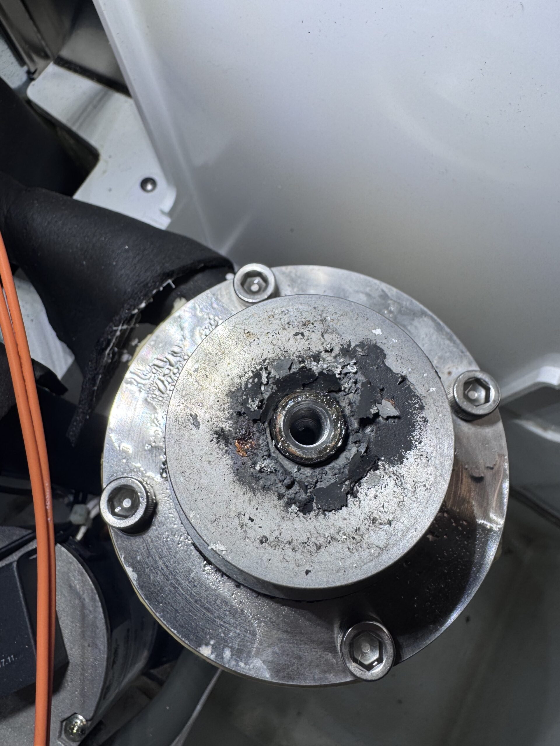 Destroyed graphite sleeve bearing from Scotsman SCN60 ice machine - HomeFixApplianceRepair Houston