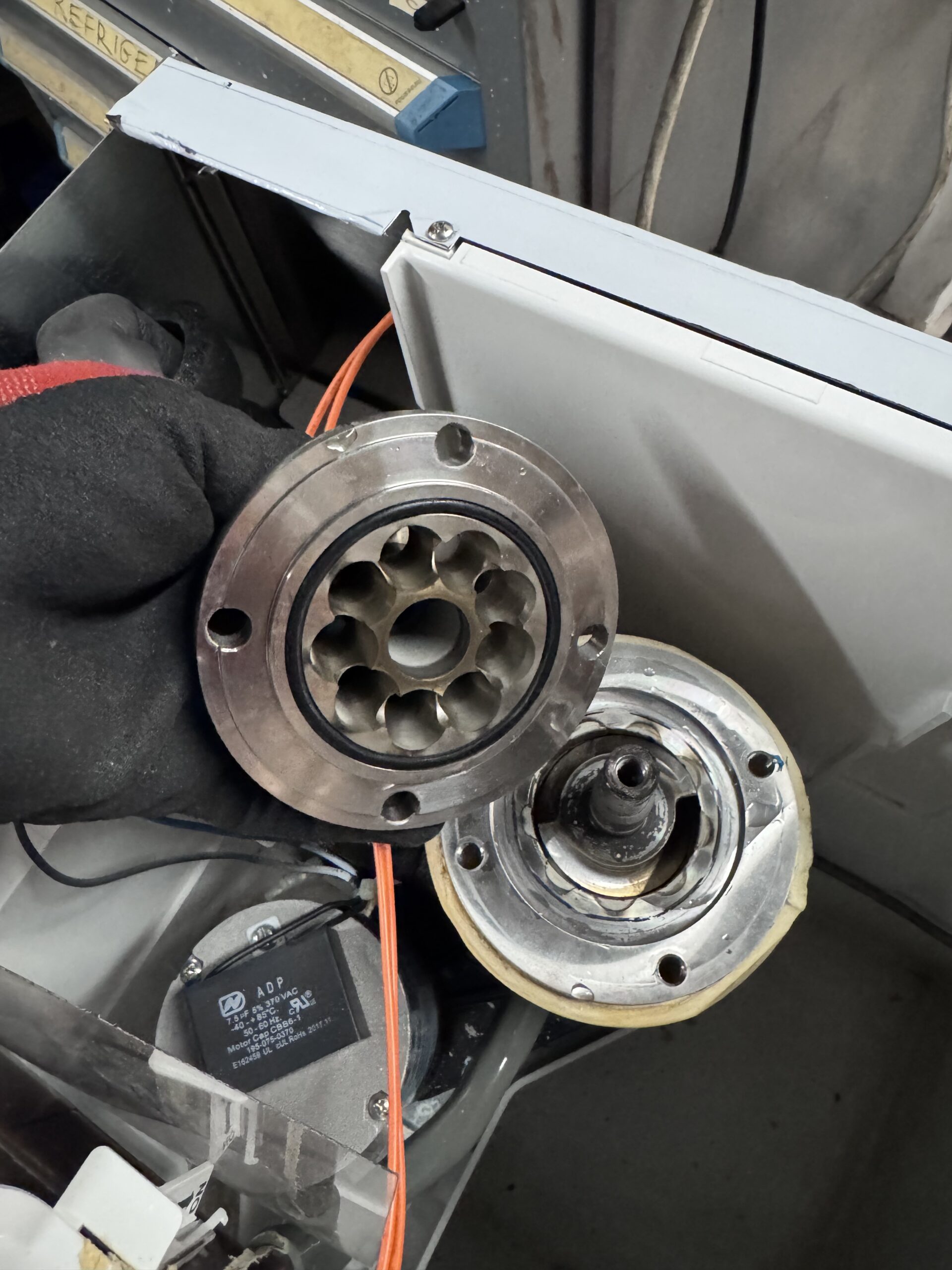 Removed breaker with bearing assembly from Scotsman SCN60 - auger ice machine repair Houston