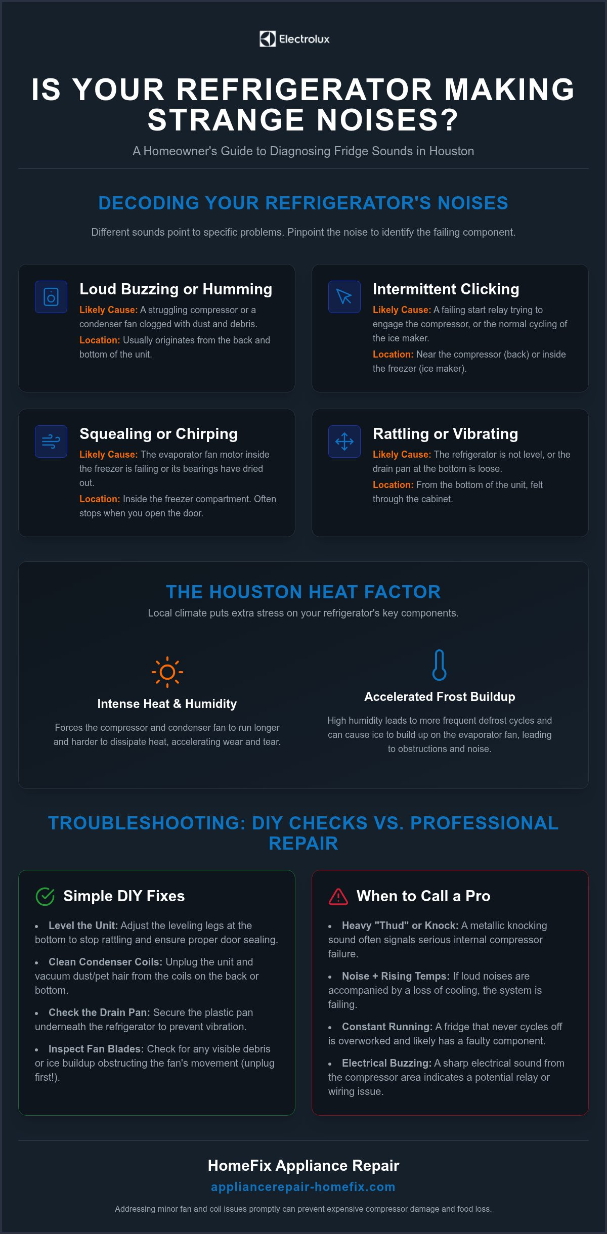 Fridge Making Noise in Houston? 5 Common Causes and Fast Fixes