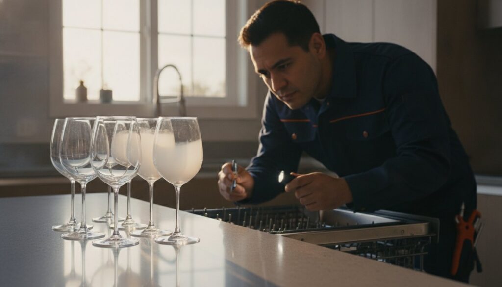 Dishwasher Leaves White Film on Glasses in Pearland? Here is the Fix